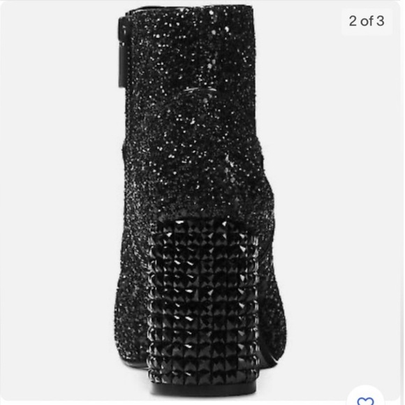 Michael Kors Black Sparkle Block Heel Ankle Boots Women’s 8.5 - Picture 8 of 14